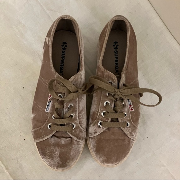 Superega silver velvet lace up platform sneaker size 6.5 - Picture 9 of 10